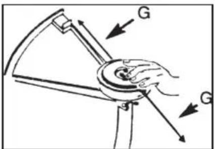 Diagram illustrating magnetic field lines around a rotating mechanical component with labeled G poles
