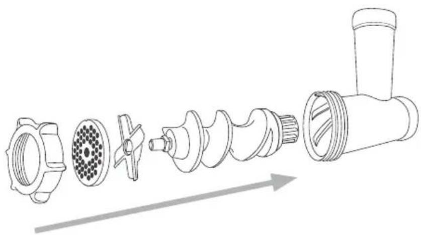 Exploded view diagram of a mechanical tool assembly (no text or labels)