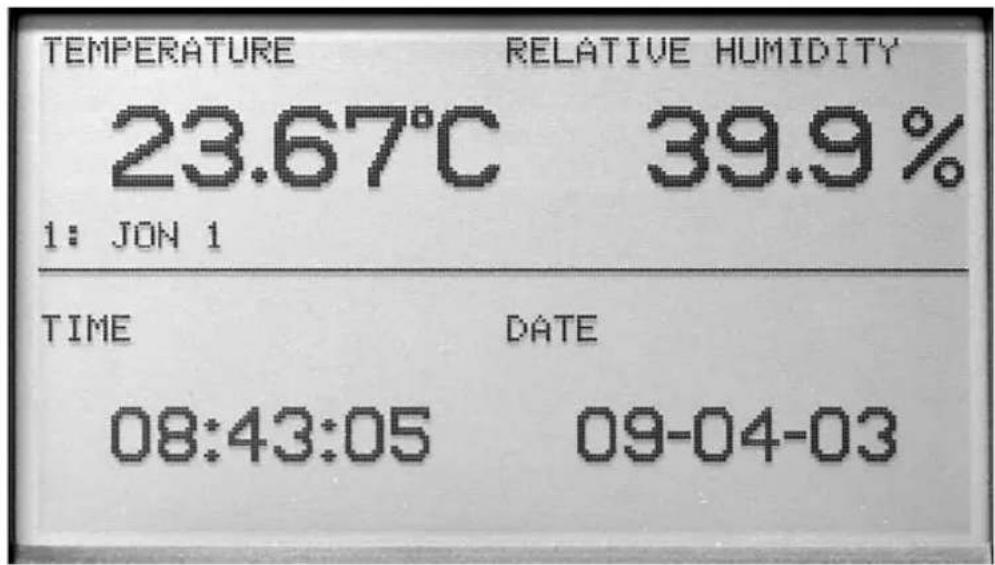 TEMPERATURE RELATIVE HUMIDITY 23.67°C 39.9% 1: JON 1 TIME DATE 08:43:05 09-04-03