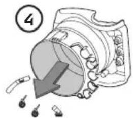 Diagram showing mechanical assembly with labeled component 4 and directional arrow indicating motion or force