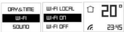 DAY&TIME WI-FI SOUND WI-FI LOCAL WI-FI ON WI-FI OFF 20° 23:45