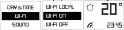 DRY&TIME WI-FI SOUND WI-FI LOCAL WI-FI ON WI-FI OFF 20° 23:45