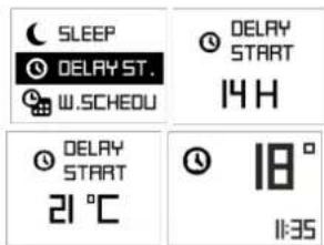 SLEEP DELAY ST. W.SCHEDU DELAY START 14 H DELAY START 21 °C 18° 11:35