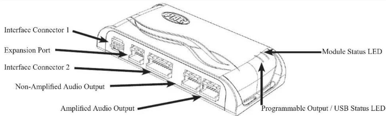 Interface Connector 1 Expansion Port Interface Connector 2 Non-Amplified Audio Output Amplified Audio Output Module Status LED Programmable Output / USB Status LED