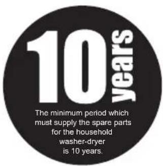10 years The minimum period which must supply the spare parts for the household washer-dryer is 10 years.