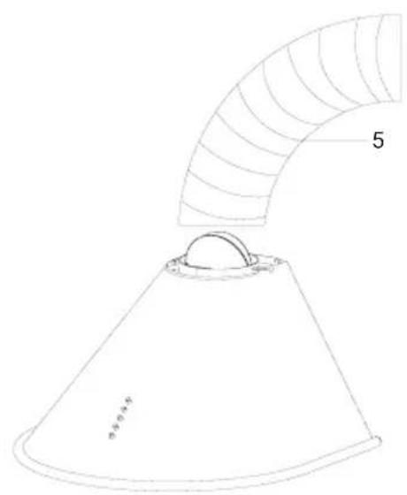 Technical line drawing of a conical object with a curved top and base, no text or symbols present.