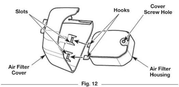 Slots Air Filter Cover Hooks Cover Screw Hole Air Filter Housing Fig. 12