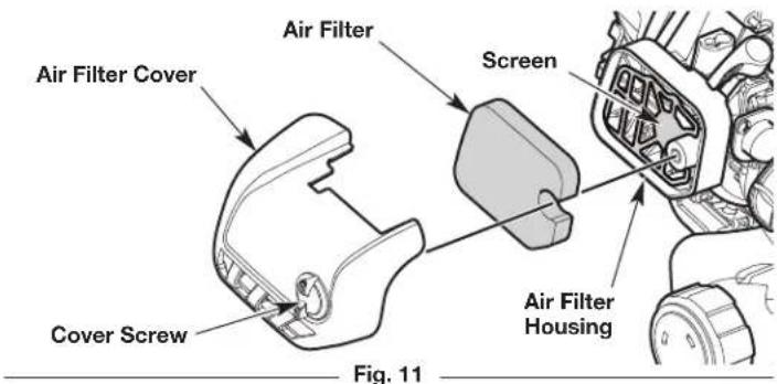 Air Filter Cover Cover Screw Air Filter Screen Air Filter Housing Fig. 11