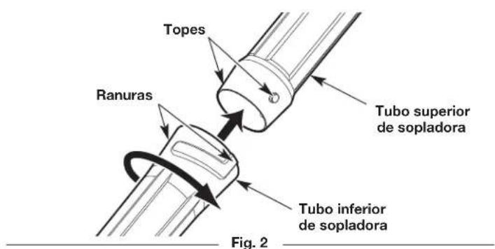 Topes Ranuras Tubo superior de sopladora Tubo inferior de sopladora Fig. 2