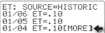 ET: SOURCE=HISTORIC 01/06 ET=.10 01/05 ET=.10 01/04 ET=.10[MORE]
