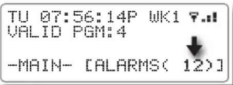 TU 07:56:14P WK1 ⬤.!! VALID PGM:4 -MAIN- [ALARMS( 12)]