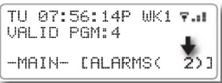 TU 07:56:14P WK1 VALID PGM:4 -MAIN- [ALARMS( 2)]