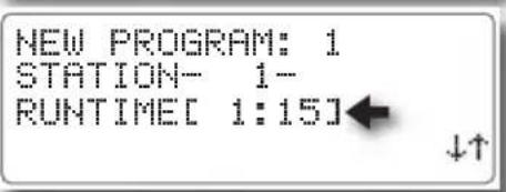 NEW PROGRAM: 1 STATION- 1- RUNTIME[ 1:15]← ↓↑