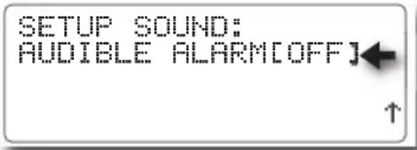 SETUP SOUND: AUDIBLE ALARM[OFF]