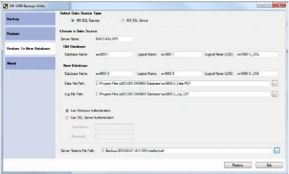 SHURE SW6000 - Restoring data to other database - 2