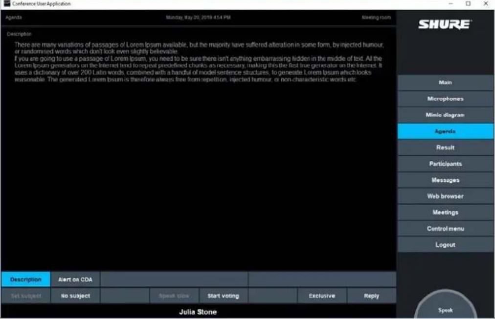 SHURE SW6000 - Agenda detailed view - 2