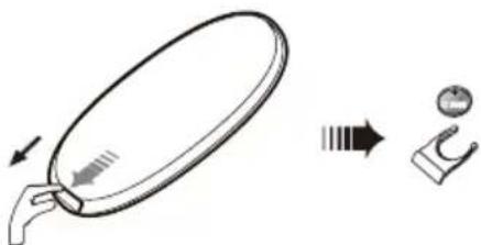 Diagram showing a magnifying glass with internal striped pattern and a separate curved object (no text or symbols)