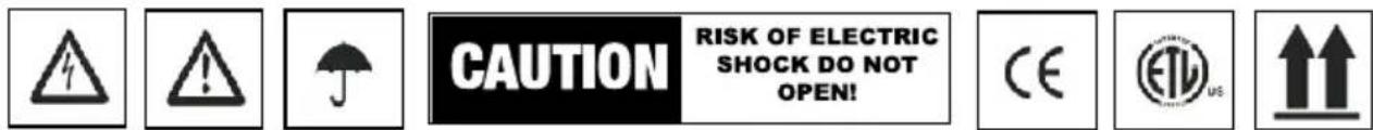 CAUTION RISK OF ELECTRIC SHOCK DO NOT OPEN!