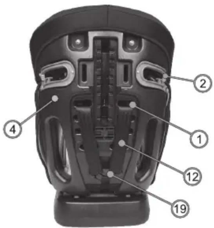 Labeled diagram of a robotic head with numbered parts for identification