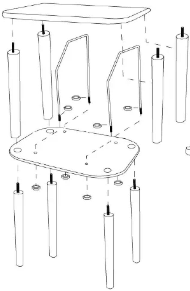 Technical line drawing of a mechanical assembly with multiple cylindrical components and mounting holes (no text or symbols)