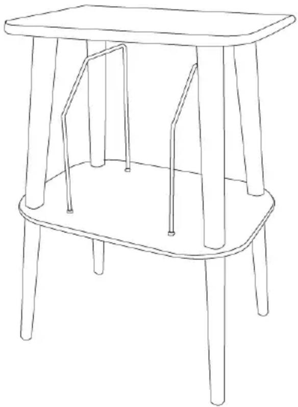 Line drawing of a simple stool with four legs and a square top (no text or symbols)