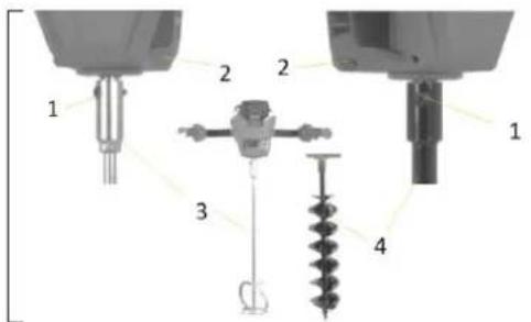 Technical diagram of a mechanical assembly with numbered components, likely for assembly or maintenance instructions.