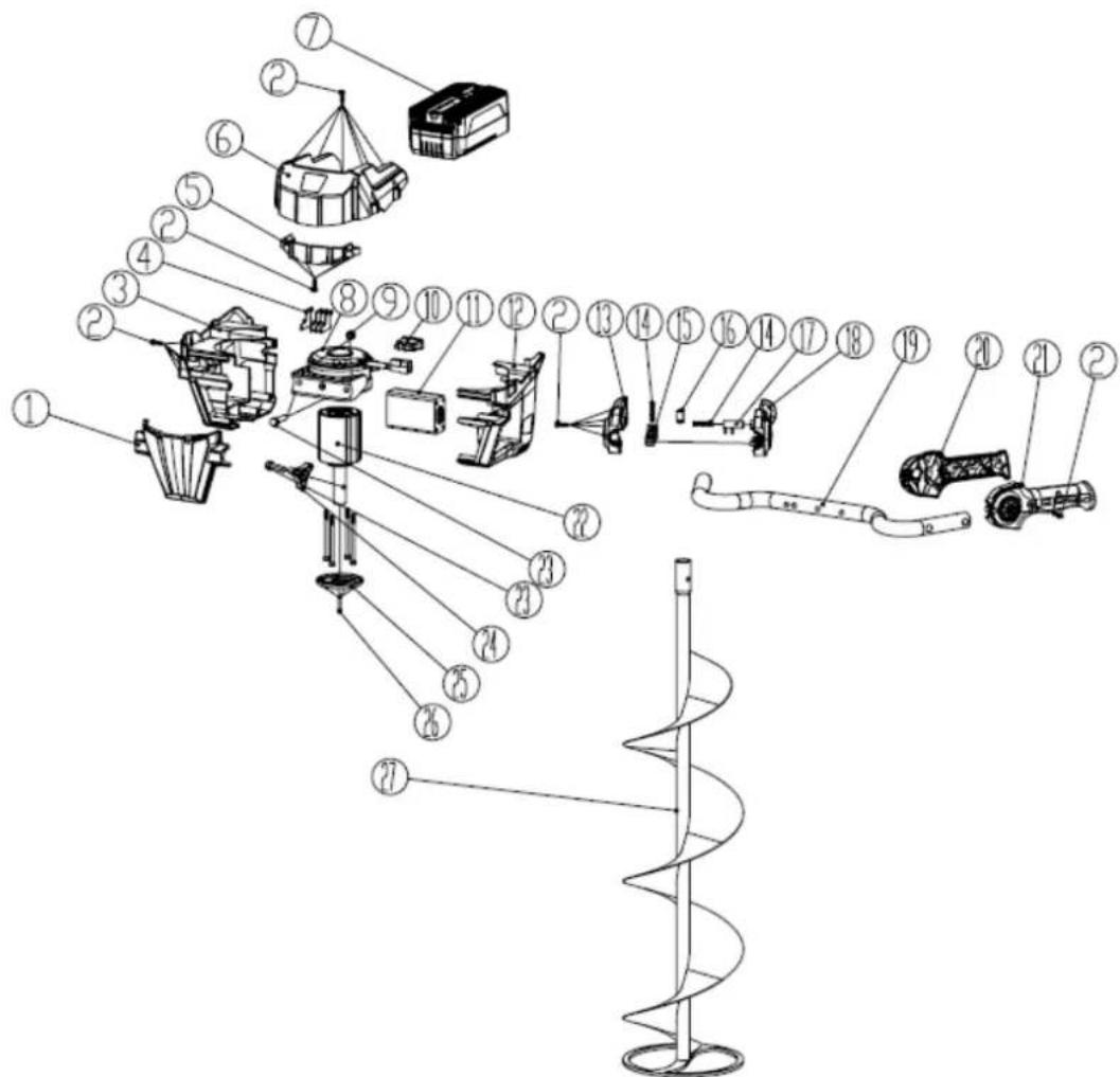 Zipper ZI-EBM40V-AKKU - Explosionszeichnung / exploded view - 1