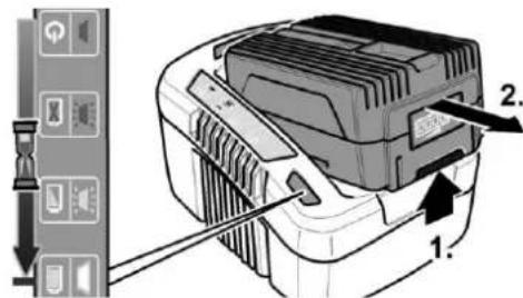 Diagram showing a device with labeled parts and directional arrows, likely illustrating a mechanical or electrical component assembly.