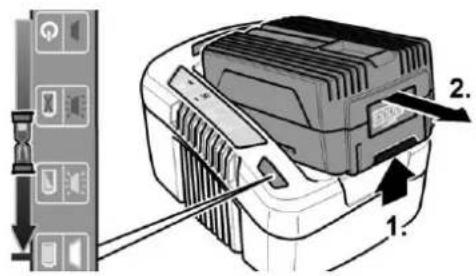 Diagram showing a device with labeled parts and directional arrows, likely illustrating a mechanical or electrical component assembly.