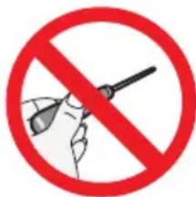 Prohibition sign with hand holding a screwdriver, commonly used in safety or resistance testing