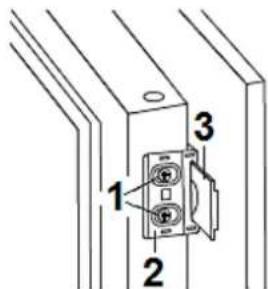 Technical diagram showing a mechanical or electrical component with labeled parts 1, 2, and 3.