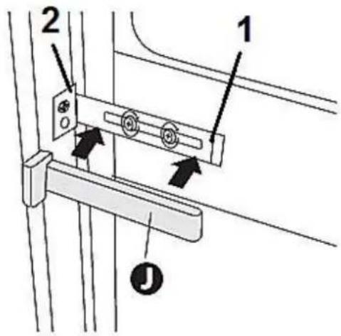 Technical diagram showing labeled components of a mechanical or electrical assembly with numbered parts and directional arrows.