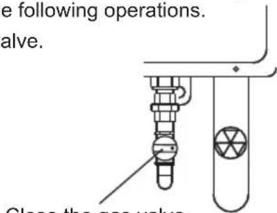 e following operations. alve. Close the gas valve.