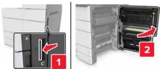 LEXMARK MX912de - [x]-Papierstau, öffnen Sie Klappe C und entfernen Sie sämtliches gestautes Papier. [2yy.xx] - 1