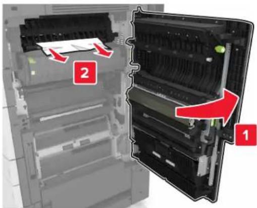 LEXMARK MX912de - [x]-Papierstau, öffnen Sie Klappe H und drehen Sie Griff H6 im Uhrzeigersinn. Lassen Sie das Papier in der Ablage. [426.xx428.xx] - 9