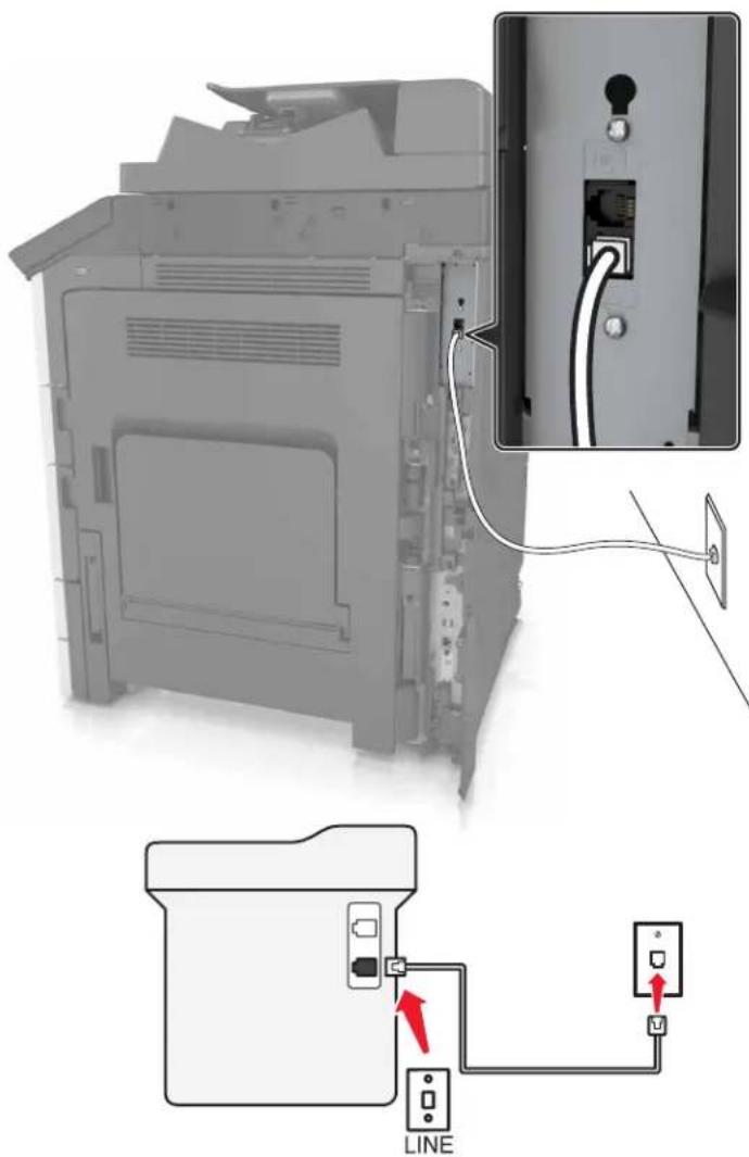 LEXMARK MX912de - Einrichtung 1: Der Drucker ist an eine eigene Faxleitung angeschlossen - 1