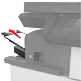 LEXMARK MX910dxe - [x]-Papierstau, drücken Sie die Verriegelung, um auf den Bereich G zuzugreifen und beseitigen Sie gestaute Heftklammern. Papier in Ablage lassen. [402,93] - 1