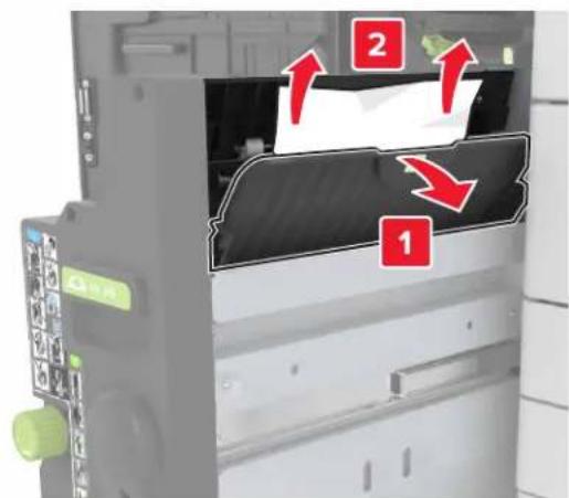 LEXMARK MX910dxe - [x]-Papierstau, öffnen Sie Klappe H und drehen Sie Griff H6 im Uhrzeigersinn. Lassen Sie das Papier in der Ablage. [426.xx428.xx] - 7
