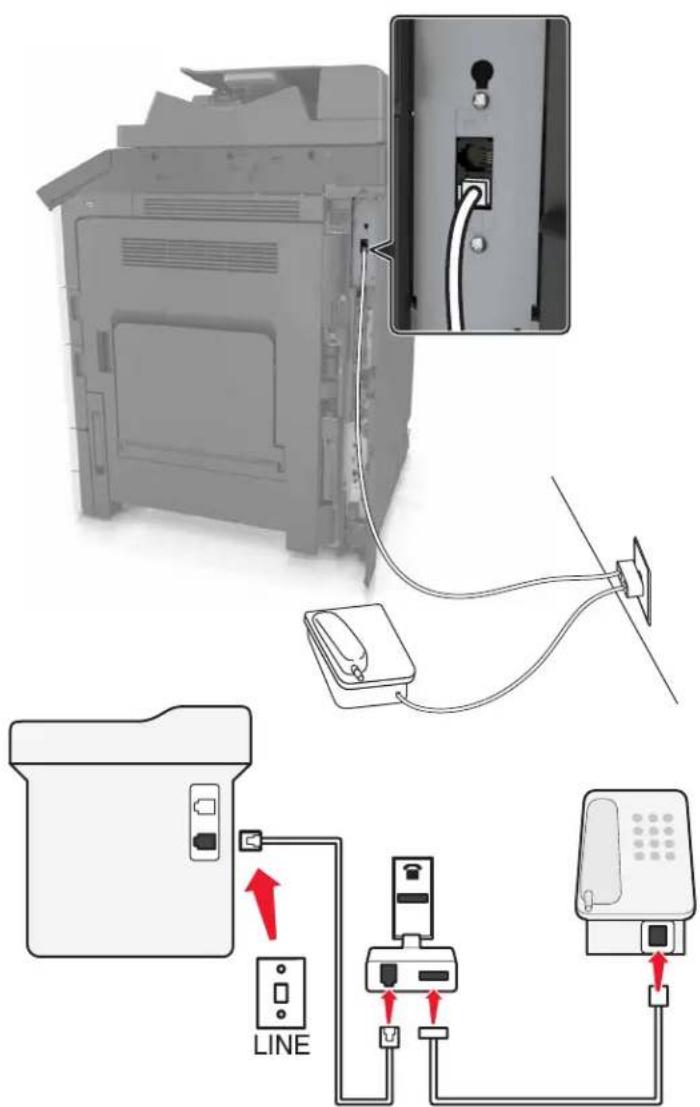 LEXMARK MX910dxe - Anschließen des Druckers an eine Telefonbuchse, die nicht dem RJ11-Standard entspricht - 1