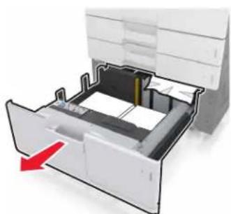LEXMARK MX910dxe - [x]-Papierstau, ziehen Sie am 3000-Blatt-Fach und öffnen Sie Klappe D. [24y.xx] - 3