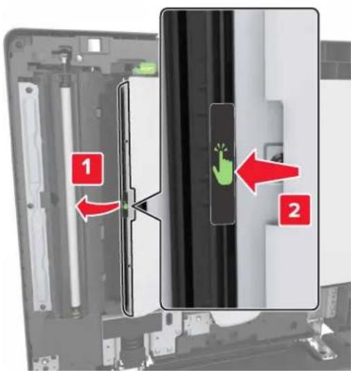 LEXMARK MX910dxe - [x]-Papierstau, drücken Sie die Verriegelung in Bereich E, um die obere Abdeckung der ADZ zu öffnen. [28y.xx] - 5