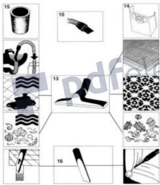 Diagram showing 16 labeled technical or industrial components with numbered labels, likely illustrating a manufacturing or assembly process.
