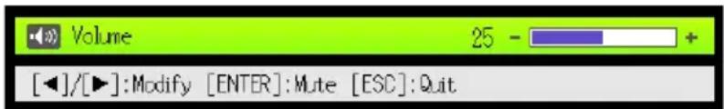 Volume 25 - + [◀]/[▶]:Modify [ENTER]:Mute [ESC]:Quit