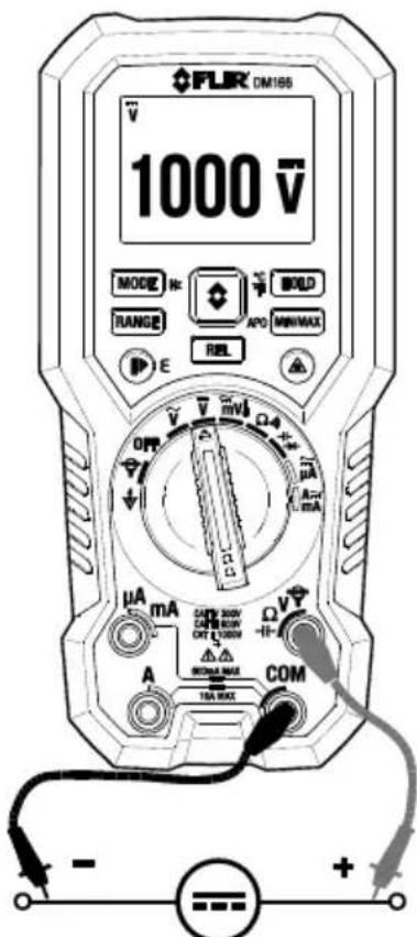 FLIR DM165 V 1000 V̅ MODE Nr RANGE APO MINIMAX REL OFF μA mA A B C D E COM + - - +
