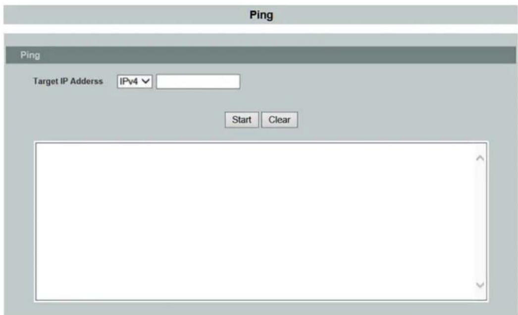Ping Ping Target IP Adderss IPv4 Start Clear