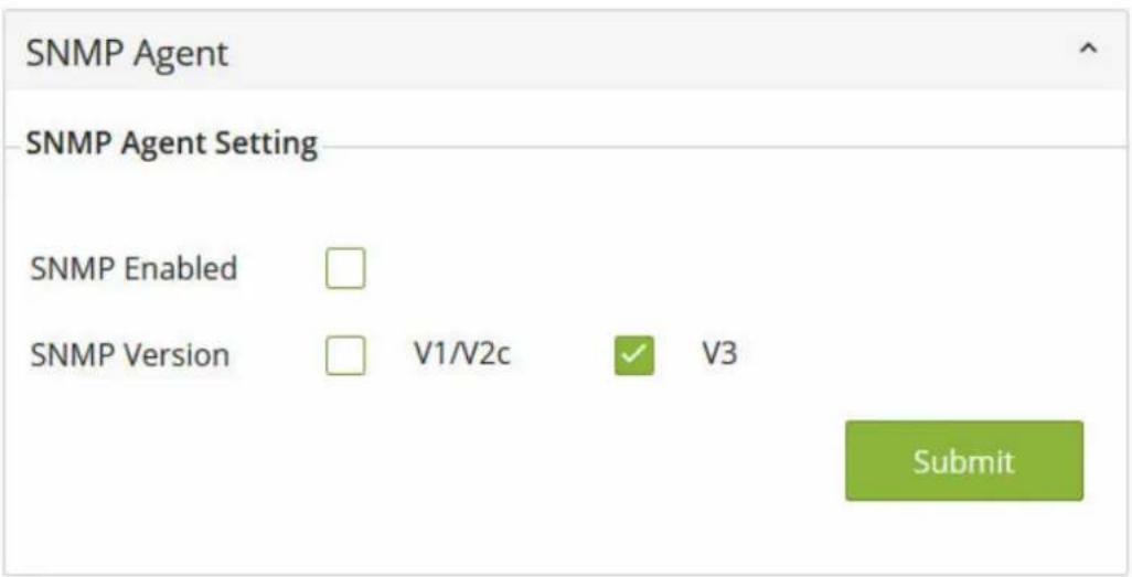 SNMP Agent SNMP Agent Setting SNMP Enabled SNMP Version V1/V2c V3 Submit