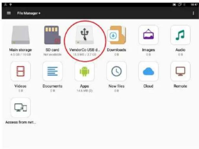 File Manager + Main storage 4.5 GB / 16 GB SD card Not available VendorCo USB d... 15.9 MB / 3.7 GB Downloads 0 B Images 0 B Audio 0 B Videos 0 B Documents 0 B Apps 14.6 MB (2) New files 0 B Cloud Remote Access from net...