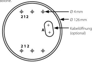 Ø 4 mm Ø 126 mm A Kabelöffnung (optional) 212 212