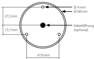 27,5 mm 13,7 mm 47,6 mm Ø 4 mm Ø 68 mm Kabelöffnung (optional)