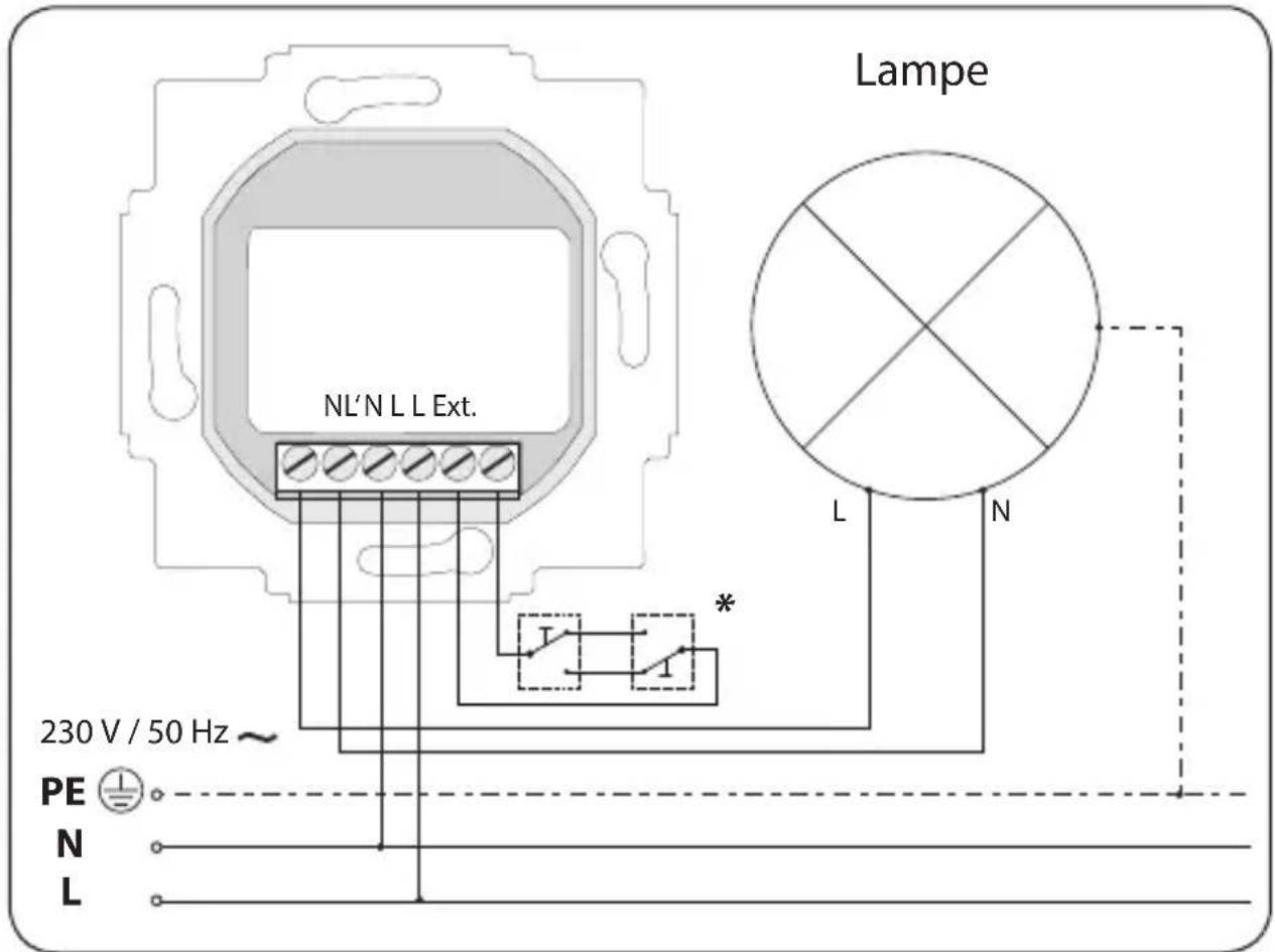 Lampe NL'N L L Ext. 230 V / 50 Hz ~ PE ⊥ N L L N